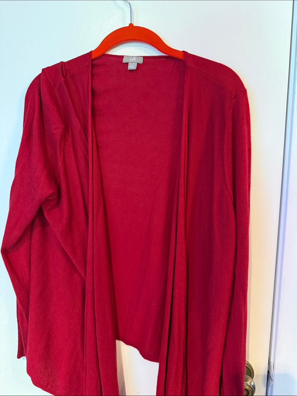J. Jill Deep Red Open-Front Women's Scarf Cardigan